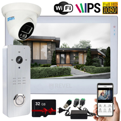 Wi-Fi домофон с дополнительной камерой Seven DP-7577 Video Kit white (запись видео, дозвон на телефон, поддержка Tuya Smart)