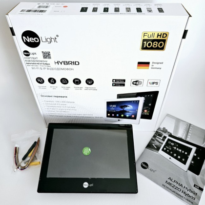 FullHD комплект Wi-Fi видеодомофона NeoLight Alpha Hybrid Black + панель SOLO FHD (дозвон на телефон и запись видео)