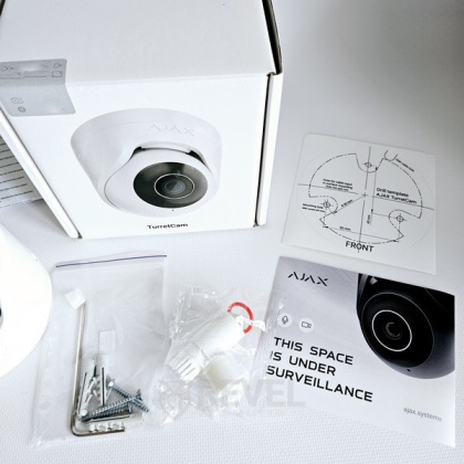 5Мп IP камера видеонаблюдения Ajax TurretCam white (4мм) с микрофоном и возможностями искусственного интеллекта