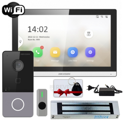 Комплект беспроводного IP Wi-Fi домофона с электромагнитным замком и контролем доступа Hikvision Smart Office (управление со смартфона)