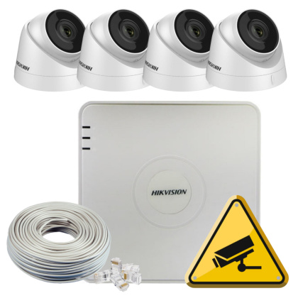 Комплект 2Мп IP PoE видеонаблюдения на 4 камеры Hikvision DS-IPF4P-2MP-KIT (для улицы IP67 или помещения)