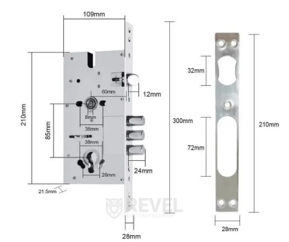 Умный дверной биометрический замок SEVEN LOCK SL-7768BF silver (врезная часть (252) 6085)