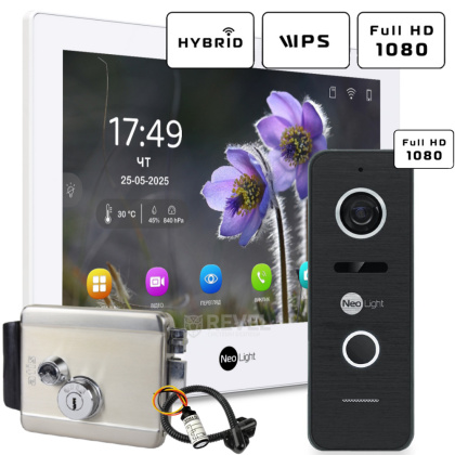 Wi-Fi видеодомофон на калитку частного дома с замком NeoLight Alpha Hybrid Home Kit White