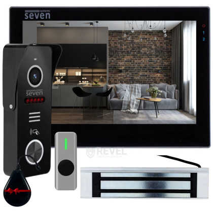 Комплект Wi-Fi видеодомофона 7 дюймов с электромагнитным замком для офиса SEVEN DP–7577 Office Kit (white / black)