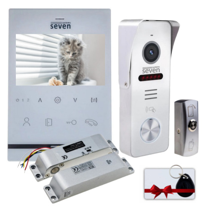 Домофон с замком на пластиковые двери — комплект контроля доступа SEVEN DP–7541 Office Kit ER Домофон с замком на пластиковые двери — комплект контроля доступа SEVEN DP–7541 Office Kit ER