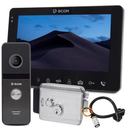 Домофон для частного дома с электромеханическим замком BCOM BD-780FHD Black Kit Home (запись видео по детекции)