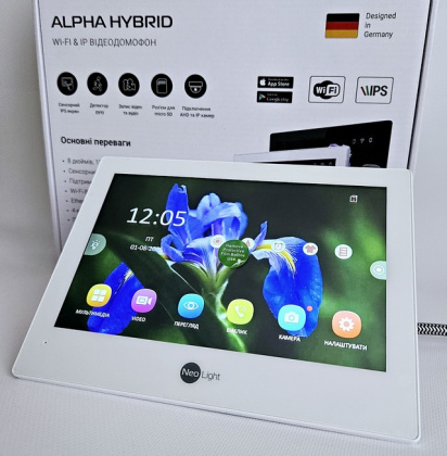 Wi-Fi домофон NeoLight Alpha Hybrid White + панель со считывателем брелков OPTIMA ID FHD Black (управление со смартфона, запись видео)