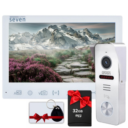 Комплект FHD IPS домофона 7 дюймов с вызывной панелью со считывателем карт SEVEN DP–7575 Key Kit white