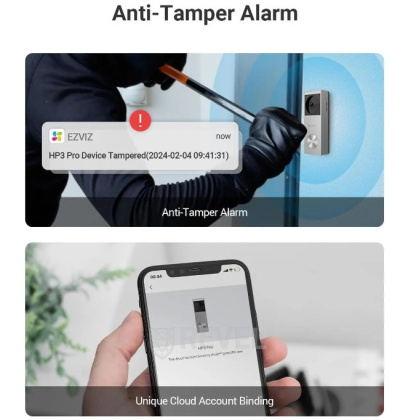 3Мп Wi-Fi дверной звонок Ezviz HP3 Pro (CS-HP3) с аккумулятором и солнечной панелью