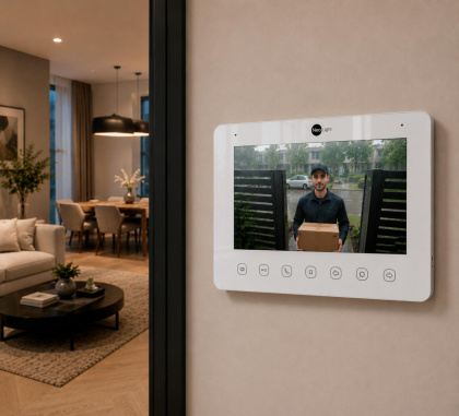 Wi-Fi видеодомофон Kappa + HD WF, панель с магнитными брелкакми и электромеханический замок NeoLight NeoKIT Home Pro WF White Wi-Fi видеодомофон Kappa + HD WF, панель с магнитными брелкакми и электромеханический замок NeoLight NeoKIT Home Pro WF White