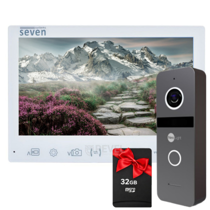 Комплект FHD IPS видеодомофона 7 дюймов с записью по детекции SEVEN DP–7575 FHD Neo Kit white