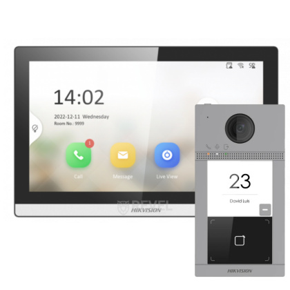 Беспроводной WiFi домофон и панель со считывателем Hikvision DS-WF63-KV2R-KIT Black (возможность управления замком и воротами)