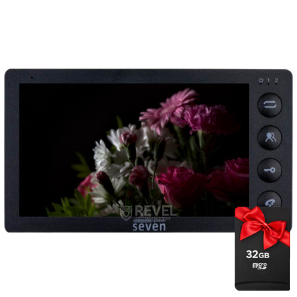 Видеодомофон 7 дюймов с записью SEVEN DP-7573 black + SD карта 32Гб в подарок!