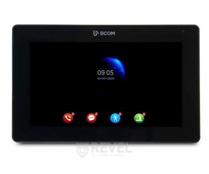 Комплект 7" сенсорного видеодомофона с детектором движения BCOM BD-770FHD Black Kit