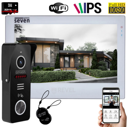 Комплект Wi-Fi домофона 7" и вызывной панели со считывателем карт Seven DP-7577 Rfid Kit white