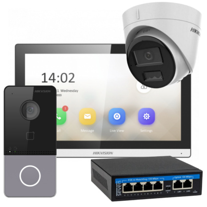 IP комплект видеонаблюдения и домофона HikVision DS-WF63-TurG2-KIT — управление со смартфона, детекция человека и авто