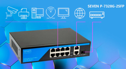 Гигабитный PoE коммутатор 8 портов SEVEN P-7328FG-2SFP