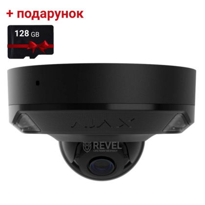 5Мп IP камера видеонаблюдения Ajax DomeCam Mini HL black (2.8мм) с микрофоном, возможностями ИИ и гибридной подсветкой