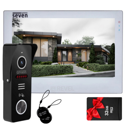 Комплект Wi-Fi домофона 7 дюймов и вызывной панели со считывателем SEVEN DP-7577 Key Kit white
