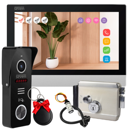 Комплект wi-fi домофона и электромеханического замка SEVEN DP–7579 Rfid Kit black с переадресацией вызова на мобильный телефон Комплект wi-fi домофона и электромеханического замка SEVEN DP–7579 Rfid Kit black с переадресацией вызова на мобильный телефон
