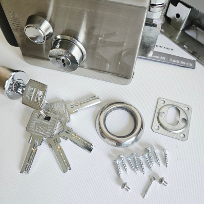 Электромеханический замок на калитку ATIS Lock SS CK + БУЗ + гибкий переход 50см (для управления замком с домофона)