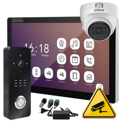 Wi-Fi 10-дюймовый домофон с дополнительной камерой SEVEN DP-7517 Cam Kit black (запись видео, дозвон на телефон, поддержка Tuya Smart)