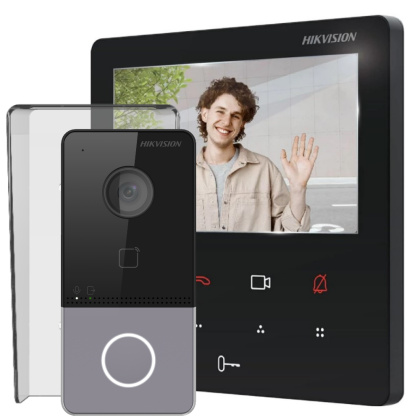 Комплект 4" IP WiFi домофона и WiFi панели вызова Hikvision DS-WF61-CR-KIT Black (мобильное приложение и удаленный доступ)
