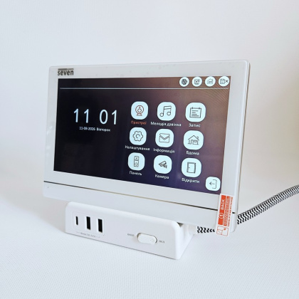 Wi-Fi видеодомофон 7 дюймов с электромагнитным замком для офиса SEVEN DP–7576 Office Kit (white / black) Wi-Fi видеодомофон 7 дюймов с электромагнитным замком для офиса SEVEN DP–7576 Office Kit (white / black)
