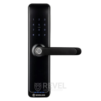 Умный дверной биометрический замок SEVEN LOCK SL-7767BFW black (со встроенным Wi-Fi, врезная часть 7068)