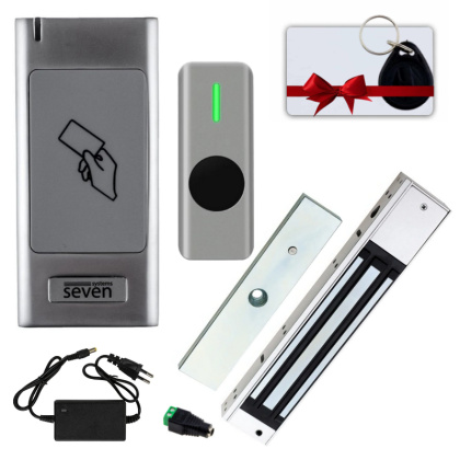 Бесконтактный NO TOUCH комплект контроля доступа с магнитным замком (280кг) SEVEN SKD-KIT-EMG6 (для металлической двери)