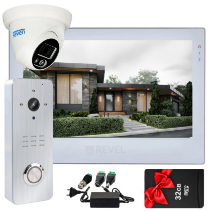 Wi-Fi 7-дюймовый домофон с дополнительной камерой SEVEN DP-7577 Cam Kit white (запись видео, дозвон на телефон, поддержка Tuya Smart)