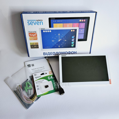 Wi-Fi 10" домофон с дополнительной камерой Seven DP-7517 Video Kit white (запись видео, дозвон на телефон, поддержка Tuya Smart)