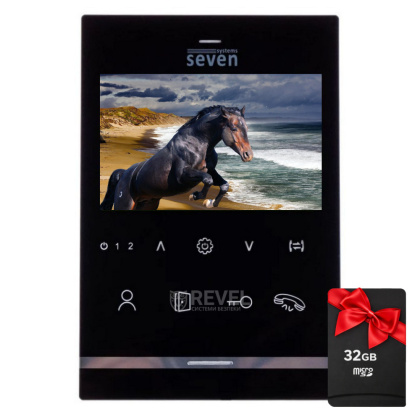 Видеодомофон 4 дюйма с записью SEVEN DP–7541 black + SD карта 32Гб в подарок!