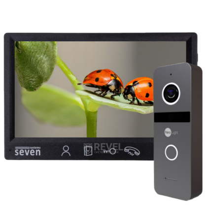 Комплект Full HD видеодомофона с детекцией и записью видео SEVEN DP–7571 FHD Neo Kit black