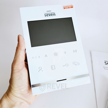 Комплект видеодомофона с электрозамком, панелью и контроллером Seven Office EM (white / black)