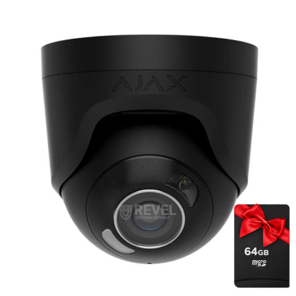 5Мп IP камера видеонаблюдения Ajax TurretCam HL black (2.8 мм) с микрофоном, возможностями ИИ и гибридной подсветкой