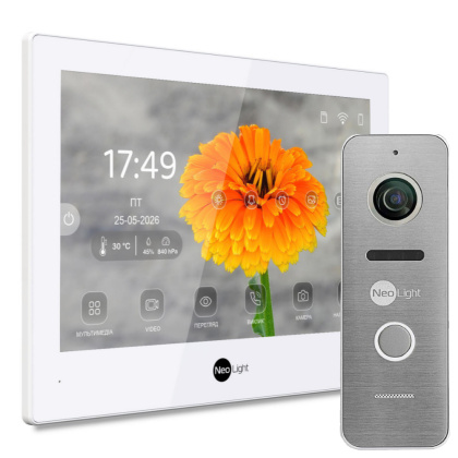 FullHD комплект Wi-Fi видеодомофона NeoLight Alpha Hybrid HD Kit White (панель Prime FHD) — дозвон на телефон и запись видео FullHD комплект Wi-Fi видеодомофона NeoLight Alpha Hybrid HD Kit White (панель Prime FHD) — дозвон на телефон и запись видео