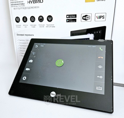 Гибридный 8" Wi-Fi IPS видеодомофон NeoLight ALPHA HYBRID Black (IP + AHD)