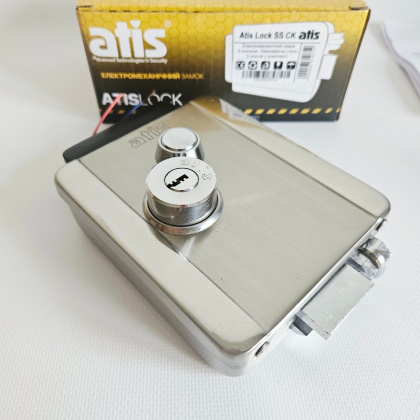 Электромеханический замок на калитку ATIS Lock SS CK + БУЗ + гибкий переход 50см (для управления замком с домофона)