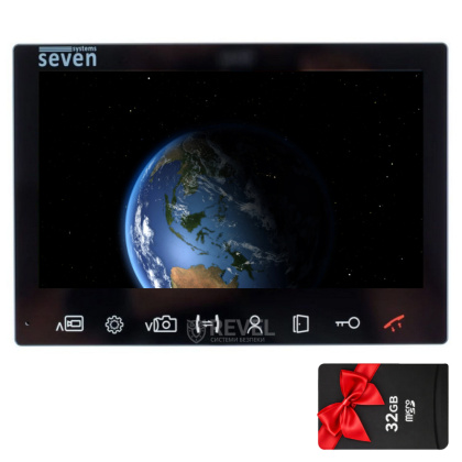 FullHD IPS видеодомофон 7 дюймов с детекцией движения SEVEN DP–7575 FHD IPS black + MicroSD 32Gb в подарок
