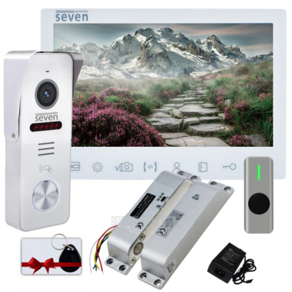 Комплект домофона и контроля доступа на пластиковую дверь SEVEN DP–7575 Office Kit ER (white / black)