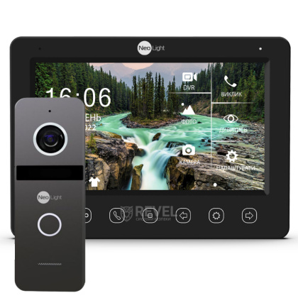 Комплект Wi-Fi FHD домофона с дозвоном на телефон и записью Neolight NeoKIT HD WF Black (Kappa+ HD WF + Solo FHD)