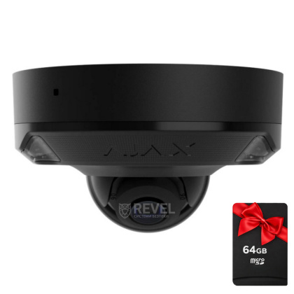 8Мп IP камера видеонаблюдения Ajax DomeCam Mini black (2.8мм) с микрофоном и возможностями искусственного интеллекта