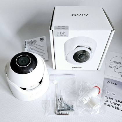 8Мп IP камера видеонаблюдения Ajax TurretCam white (4мм) с микрофоном и возможностями искусственного интеллекта