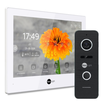 FullHD комплект Wi-Fi видеодомофона NeoLight Alpha Hybrid HD Kit White (панель Prime FHD) — дозвон на телефон и запись видео FullHD комплект Wi-Fi видеодомофона NeoLight Alpha Hybrid HD Kit White (панель Prime FHD) — дозвон на телефон и запись видео