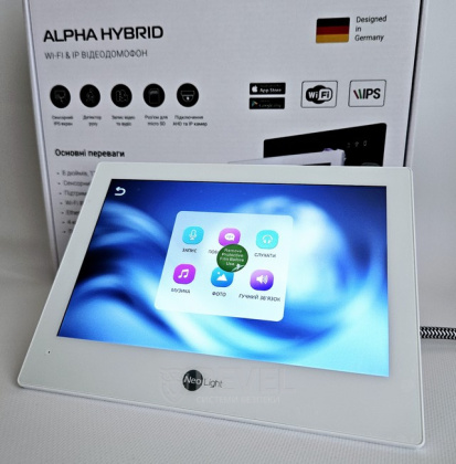 FullHD комплект Wi-Fi видеодомофона NeoLight Alpha Hybrid HD Kit Pro White (панель Prime FHD) — дозвон на телефон и запись видео