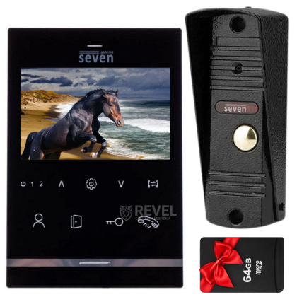 Комплект видеодомофона SEVEN DP–7542 Kit black с записью видео по движению 