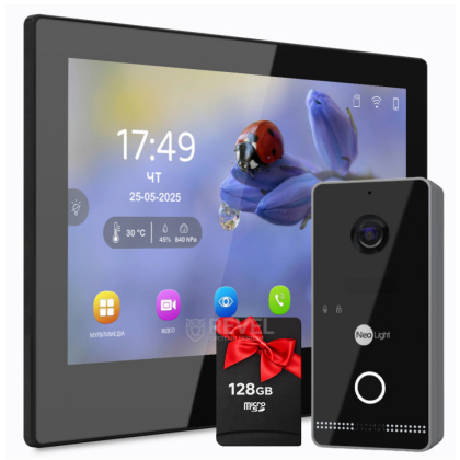 Беспроводной комплект видеодомофона NeoLight Alpha Hybrid IPW Kit Black (панель Optima IPW) — дозвон на телефон и запись видео