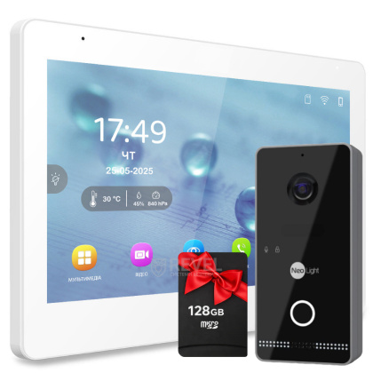 IP комплект беспроводного видеодомофона 10" NeoLight Mezzo Hybrid IPW Kit White (панель OPTIMA IPW) — дозвон на телефон и запись видео