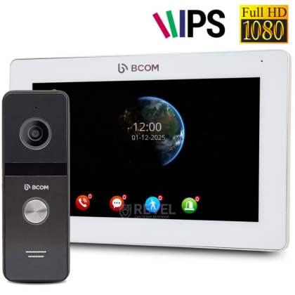 Комплект 7" сенсорного видеодомофона с детектором движения BCOM BD-770FHD White Kit